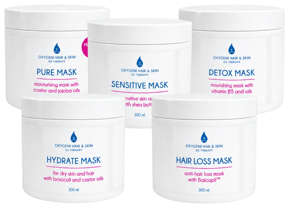 Masky Oxygeni Hair: Pure, Sensitive, Detox, Hydrate a Hair Loss Mask